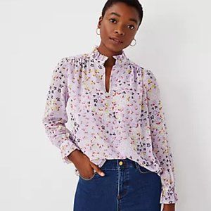 FLORAL RUFFLE NECK TOP